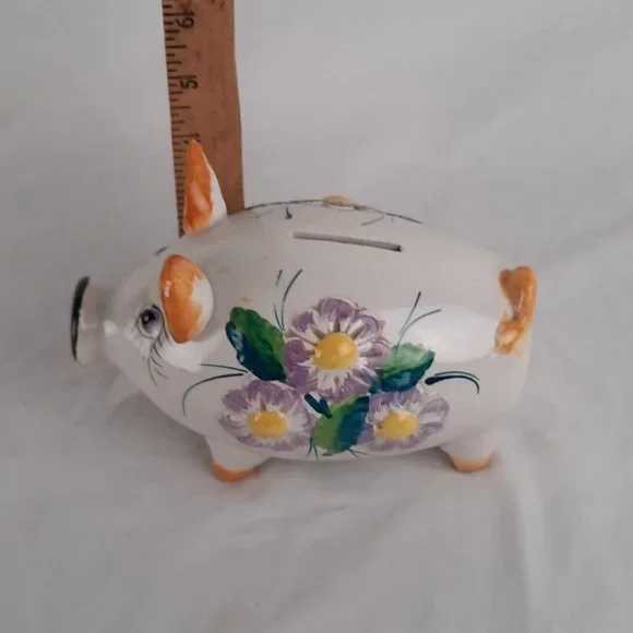 Vintage Hand painted Italian Piggy Bank - 7" long - Picture 7 of 8
